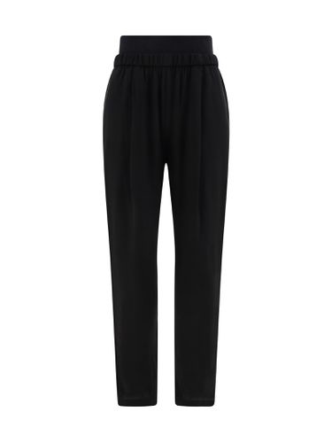 Black Loose Pants With Toanl Elastic Waistband In Viscose Woman - Fabiana Filippi - Modalova