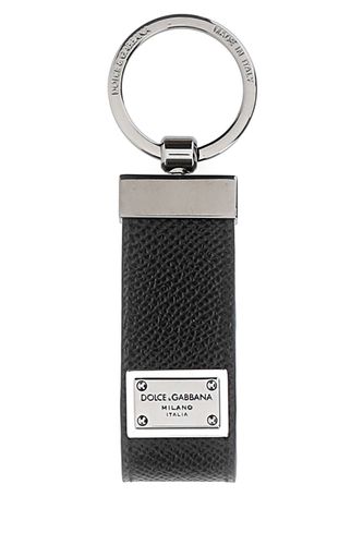 Black Leather Key Ring - Dolce & Gabbana - Modalova