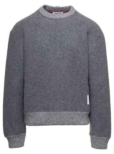 Crewneck Sweatshirt W/ Cb Rwb Stripe In Wool Fleece - Thom Browne - Modalova