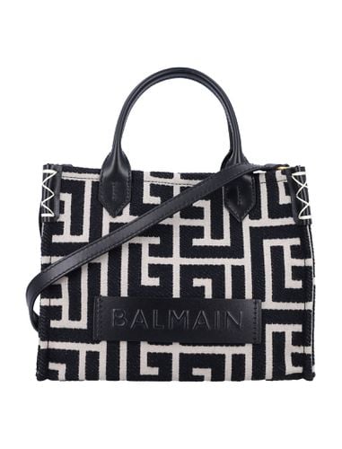 B-army Monogrammed Jacquard And Leather Tote Bag - Balmain - Modalova