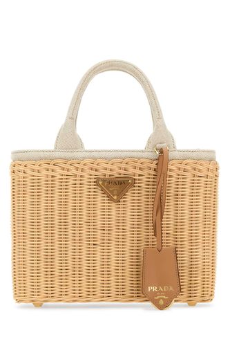 Two-tone Wicker And Canvas Handbag - Prada - Modalova