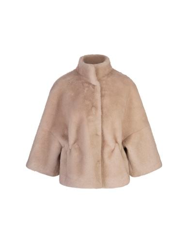 Beige Faux Fur Jacket With Drawstring Behind - Valentini 1972 - Modalova