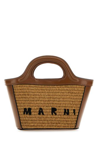 Two-tone Leather And Straw Tropicalia Handbag - Marni - Modalova