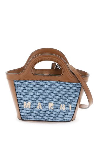 Micro Tropicalia Summer Bag In Leather And Light Blue Raffia - Marni - Modalova