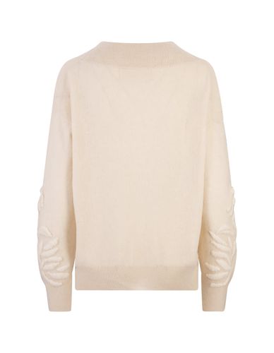 Beige Boat Neck Sweater With Tone Embroidery - Ermanno Scervino - Modalova