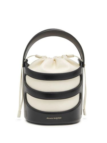 The Rise Bucket Bag In Black And Soft Ivory - Alexander McQueen - Modalova
