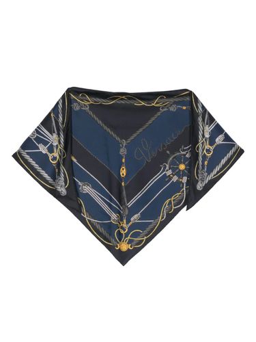 Triangle Foulard 130x60 Side 90 Nautical Print Bio Silk Twill Accessory - Versace - Modalova
