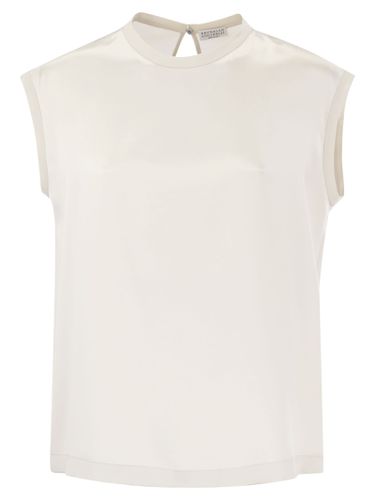 Silk T-shirt With Monili Details - Brunello Cucinelli - Modalova