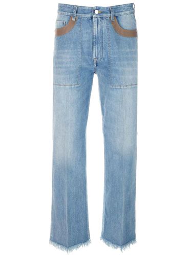 Fendi Light Blue Jeans With Fringes - Fendi - Modalova
