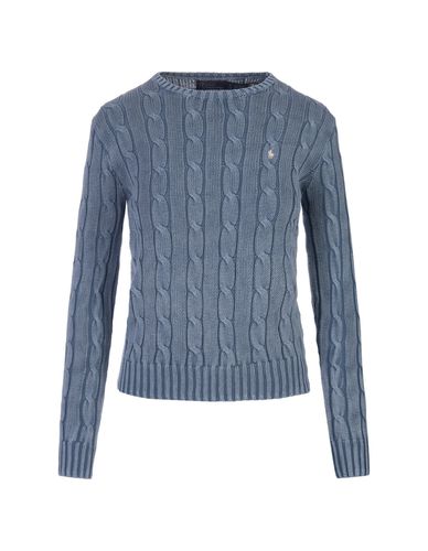 Indigo Chambray Cable Cotton Sweater - Ralph Lauren - Modalova