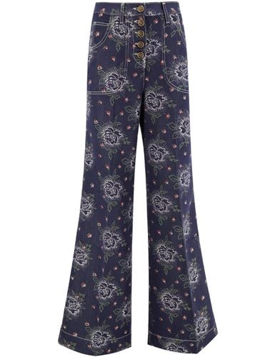 Floral-jacquard High Waist Flared Jeans - Etro - Modalova