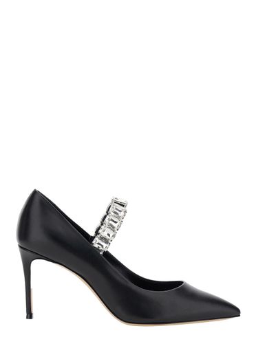 Pumps With Crystal Embellished Strap And High Stiletto Heel In Leather Woman - Casadei - Modalova