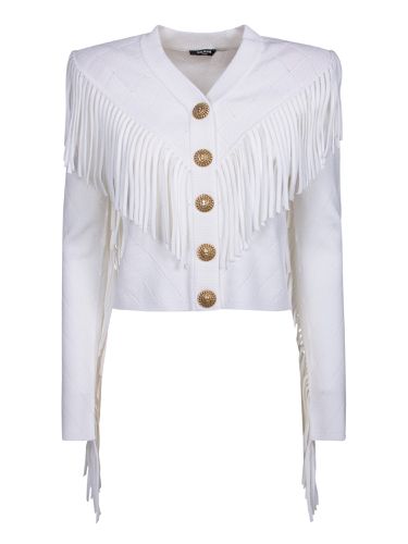 Balmain White Fringe Jacket - Balmain - Modalova