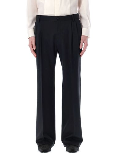 Stretch Virgin Wool Pants With Straight Leg - Dolce & Gabbana - Modalova