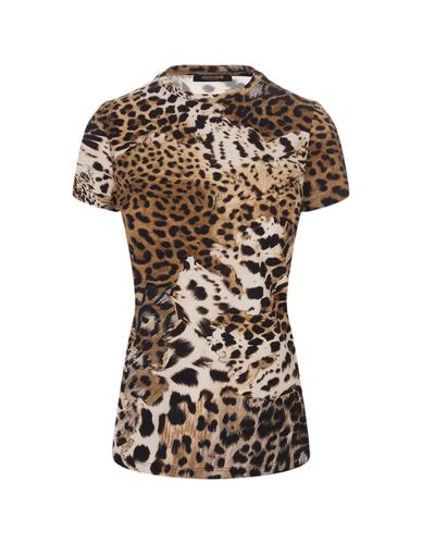 T-shirt With Leopard Print - Roberto Cavalli - Modalova