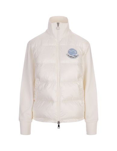 Cardigan With Zip And Logo Patch - Moncler - Modalova