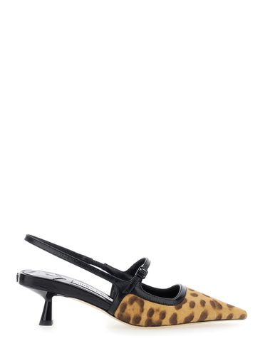 Didi Slingback Pumps With Leopard Motif And Sculpted Heel In Leather Woman - Jimmy Choo - Modalova