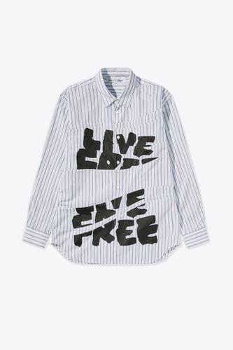 Mens Shirt Woven White and blue striped patchwork shirt with Live Free print - Comme des Garçons Shirt - Modalova