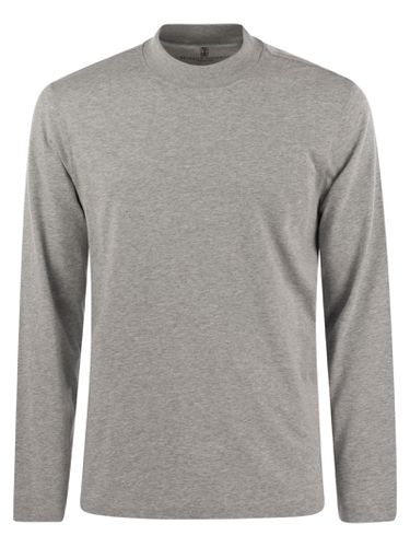 Long-sleeve Cotton Jersey Chimney Neck T-shirt - Brunello Cucinelli - Modalova