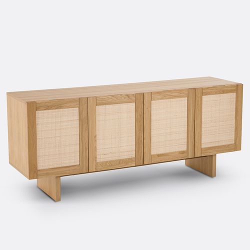 Credenza 4 ante impiallacciato rovere e vimini, Arty - LA REDOUTE INTERIEURS - Modalova