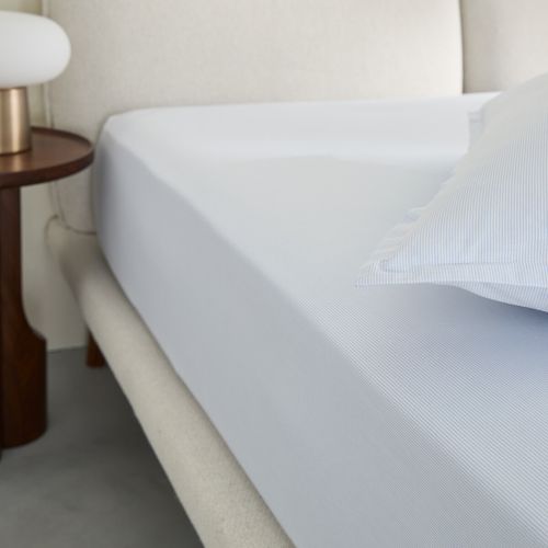 Sabbal Pre-Washed Cotton Percale Striped Fitted Sheet, 300 Thread Count, 30 cm Depth - AM.PM - Modalova
