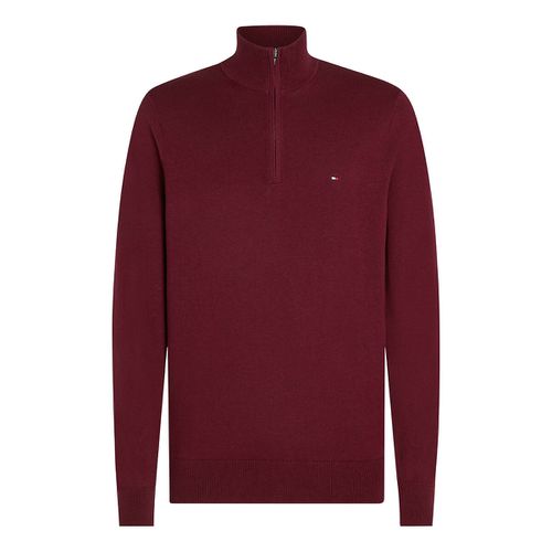 Pull Collo Alto Con Cerniera In Cotone E Cachemire Uomo Taglie M - tommy hilfiger - Modalova