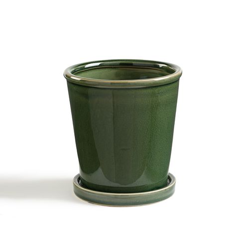 Vaso Con Sotto-vaso In Ceramica Ø15cm, Maniga - la redoute interieurs - Modalova