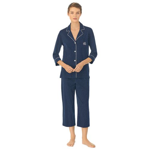 Pigiama Lungo, Maniche A 3/4 A Pois, In Cotone Donna Taglie XS - lauren ralph lauren - Modalova