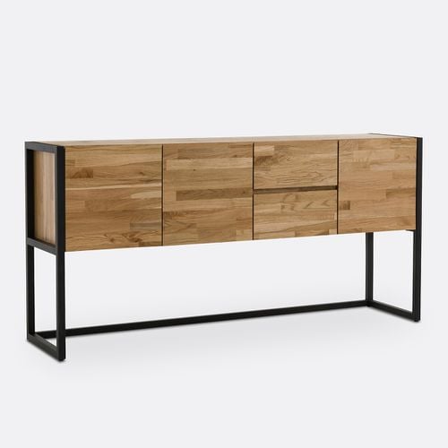 Mobile Credenza In Massello Di Rovere E Metallo Acciaio, Hiba - la redoute interieurs - Modalova