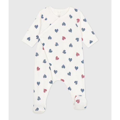 Pigiama In Cotone Con Cuori A Righe Taglie 1 mese - 54 cm - petit bateau - Modalova