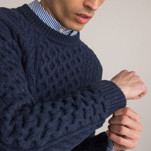 Pull Scollo Rotondo, Maglia A Trecce Uomo Taglie L - la redoute collections - Modalova