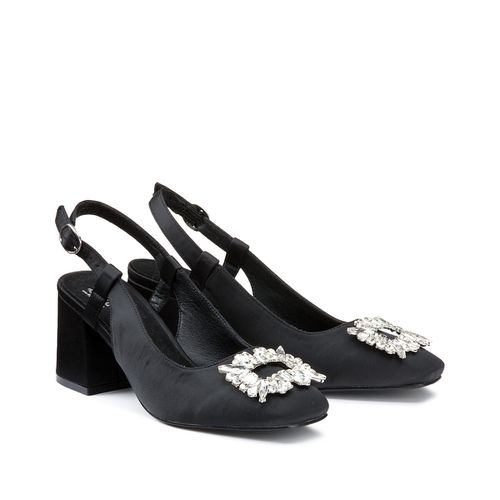 Decolleté Slingback In Satin Con Gioiello Strass Donna Taglie 37 - la redoute collections - Modalova