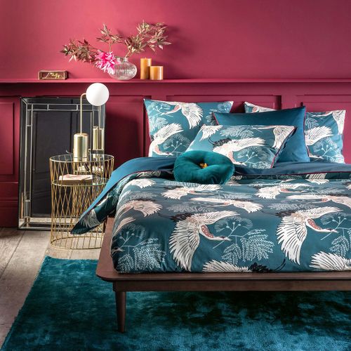 Grues Blue Patterned Percale Flat Sheet - LA REDOUTE INTERIEURS - Modalova