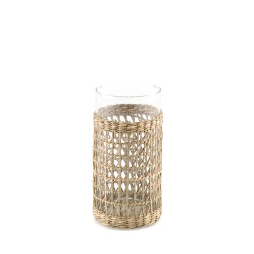 Vaso In Vetro E Vimini Intrecciato H20 Cm, Kezia - la redoute interieurs - Modalova