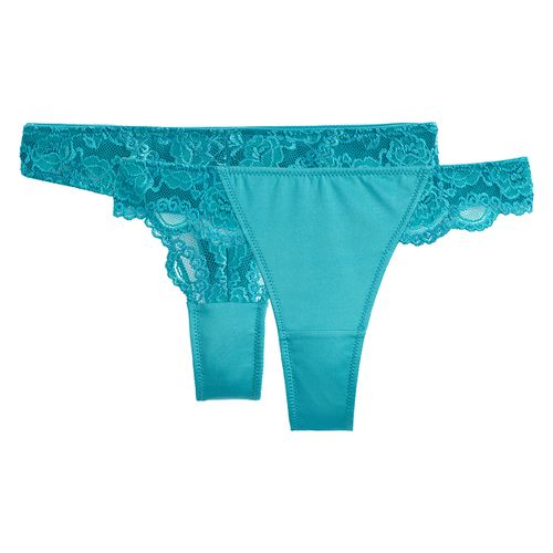 Confezione da 2 tanga in pizzo e microfibra Anthea - LA REDOUTE COLLECTIONS - Modalova