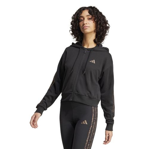 Felpa Con Cappuccio 3-stripes Stampa Animalier Donna Taglie L - adidas sportswear - Modalova