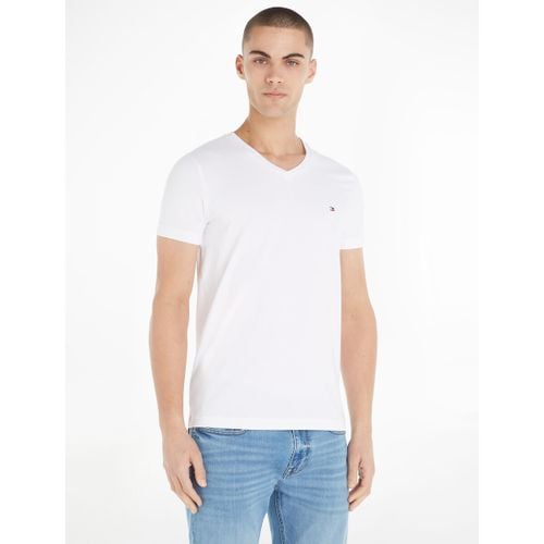 T-shirt Scollo A V Slim Stretch Taglie XS - tommy hilfiger - Modalova