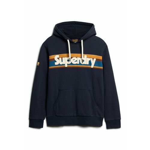 Felpa con cappuccio a righe con logo retrò - SUPERDRY - Modalova