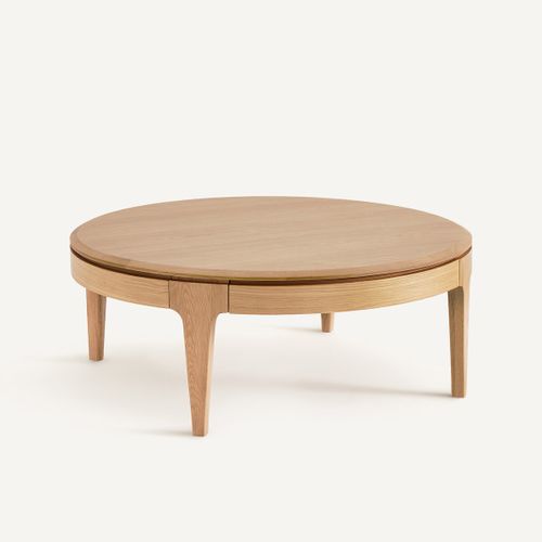Sanara Solid/Veneer Oak Round Coffee Table with 2 Drawers - AM.PM - Modalova