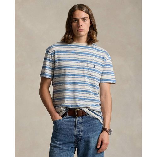 T-shirt dritta a righe con tasca - POLO RALPH LAUREN - Modalova