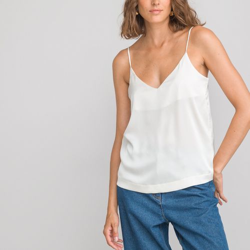 Top Scollo A V, Spalline Sottili In Satin Donna Taglie 34 (FR) - 38 (IT) - la redoute collections - Modalova