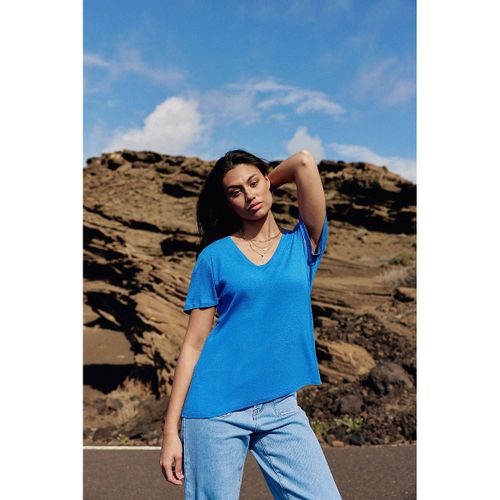 T-shirt con scollo a V in lino e viscosa, THANA - LA PETITE ETOILE - Modalova