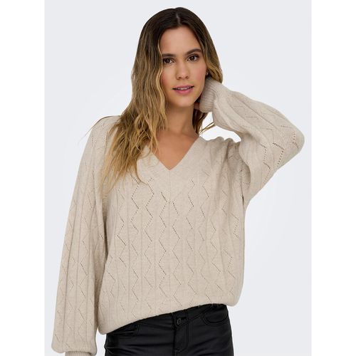 Maglione con scollo a V, maglia effetto lucido - ONLY - Modalova