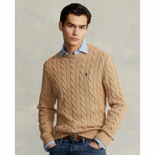 Pull scollo rotondo in maglia di cotone a trecce - POLO RALPH LAUREN - Modalova