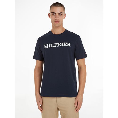 T-shirt girocollo a maniche corte con logo ricamato - TOMMY HILFIGER - Modalova