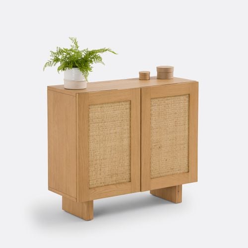 Credenza 2 Ante Impiallacciato Rovere E Vimini, Arty - la redoute interieurs - Modalova