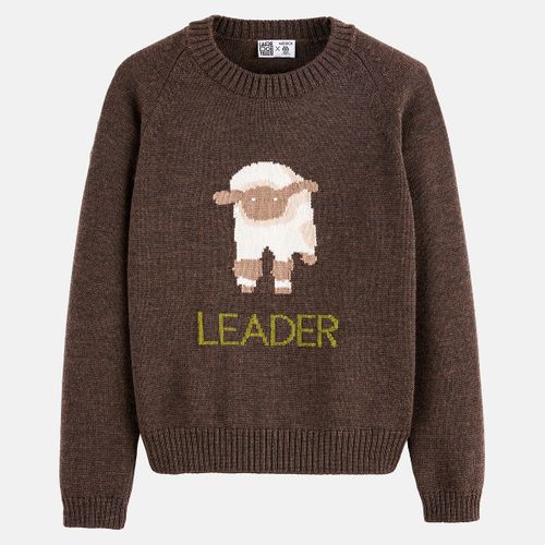 Intarsia Sheep Pattern Merino Wool Crew Neck Jumper - LA REDOUTE X MAZORCAS - Modalova