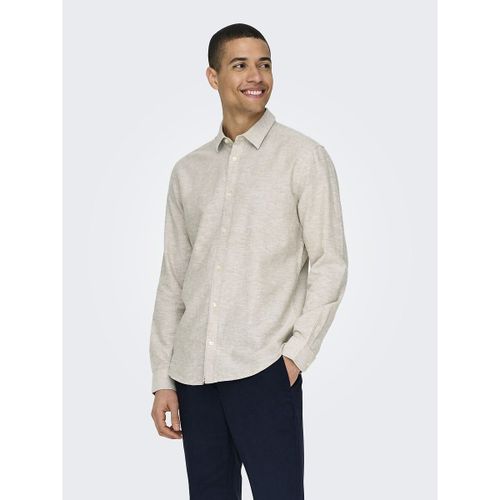 Camicia slim fit cotone lino - ONLY & SONS - Modalova