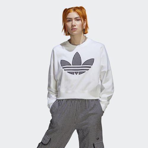 Felpa Ampia, Logo A Fantasia Quadretti Sul Davanti Donna Taglie 42 (FR) - 46 (IT) - adidas originals - Modalova