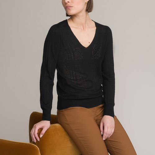 Maglione Scollo A V, In Maglia Fine Ricamata Donna Taglie 34/36 (FR) - 38/40 (IT) - anne weyburn - Modalova